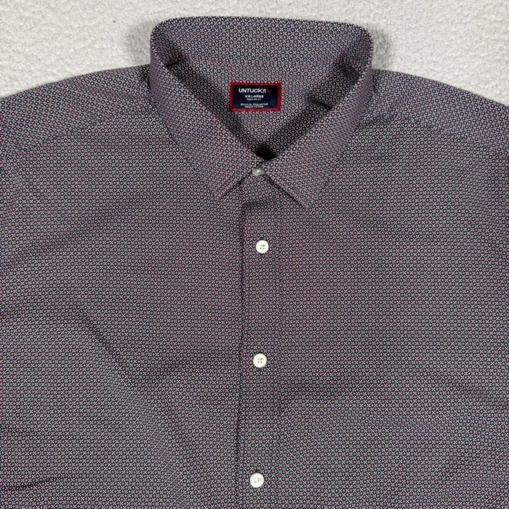 UNTUCKit Shirt Mens XXL Geometric Performance Nylon Blend Button Up Preppy Logo
